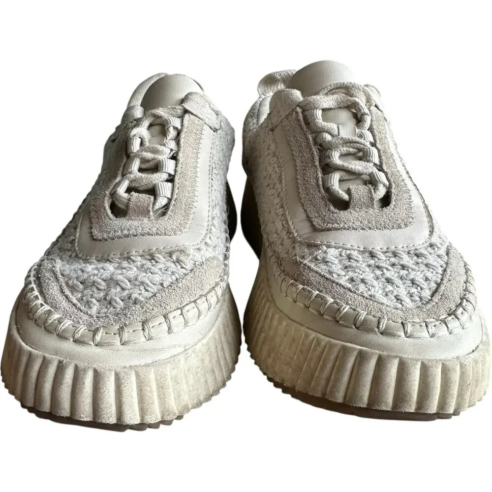 Dolce Vita Dolen Knit‎ Platform Sneakers Womens SZ 7.5 Sandstone Chunky Casual